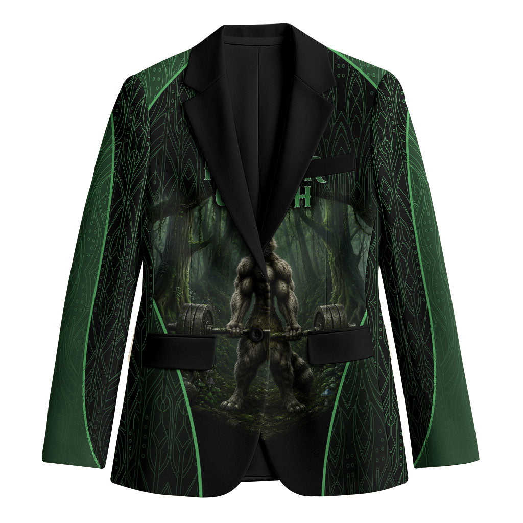 Personalized Muscular Raccoon Weightlifting Blazer Pain For Growth Dark Fantasy Gym Graphic