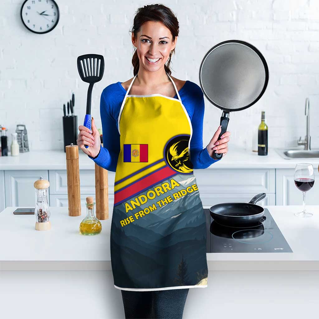 Andorra Apron with Mountain Ridge and Eagle Emblem Design - Wonder Print Shop