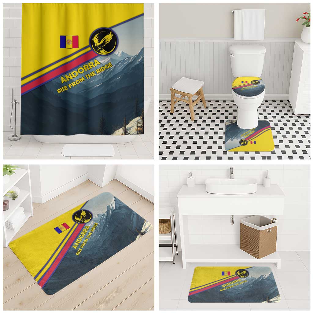 Andorra Bathroom Set with Mountain Ridge and Eagle Emblem Design - Wonder Print Shop
