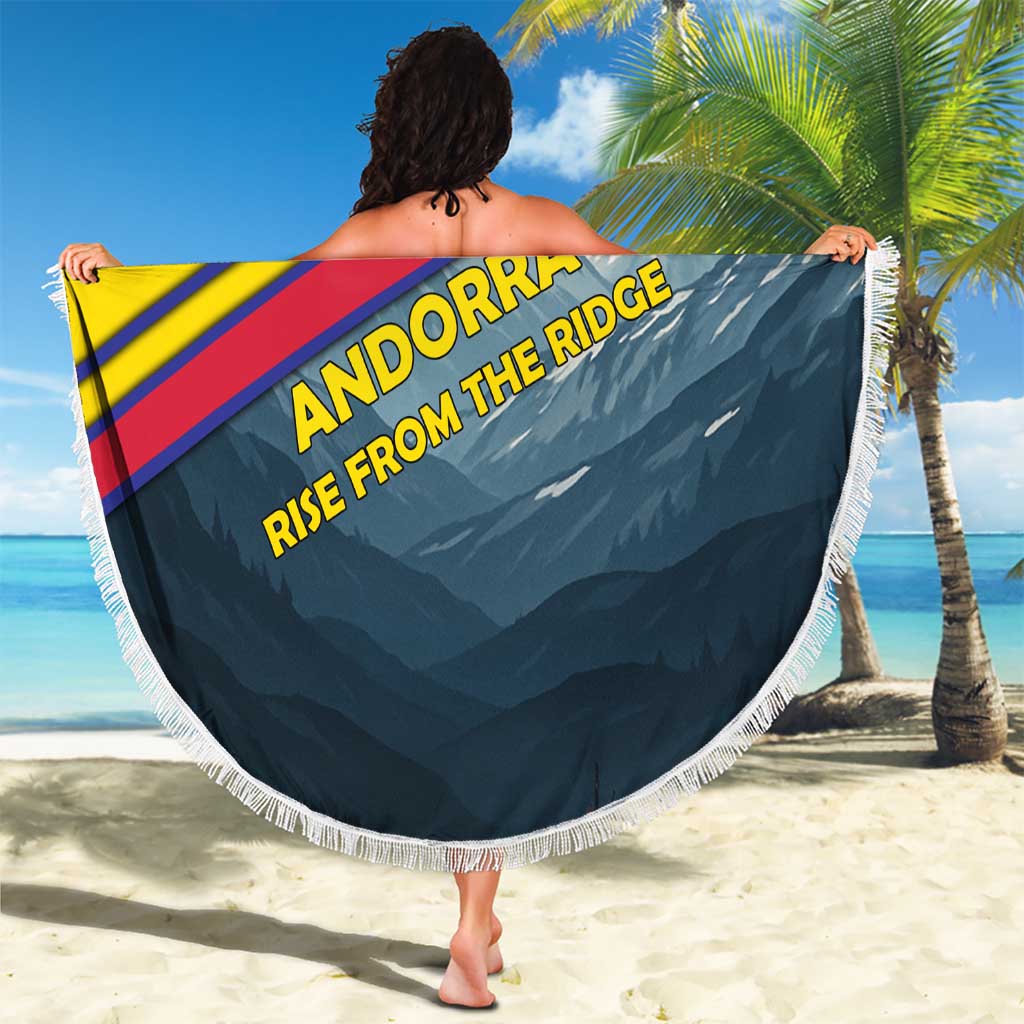 Andorra Beach Blanket with Mountain Ridge and Eagle Emblem Design - Wonder Print Shop