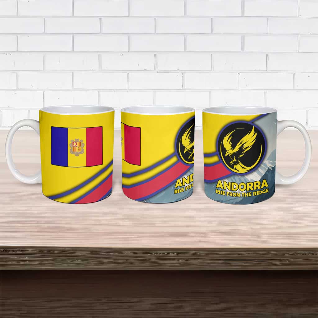 Andorra Ceramic Mug with Mountain Ridge and Eagle Emblem Design - Wonder Print Shop