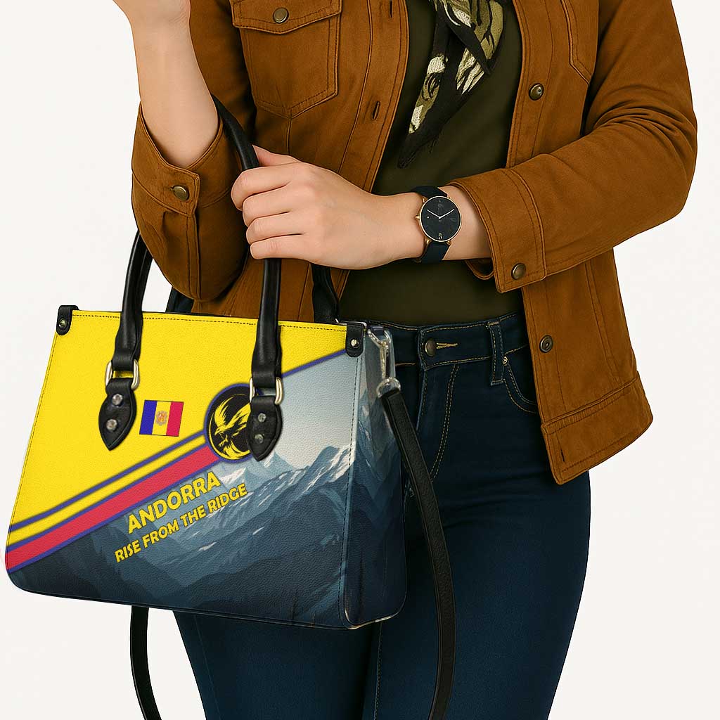 Andorra Leather Bag with Mountain Ridge and Eagle Emblem Design - Wonder Print Shop
