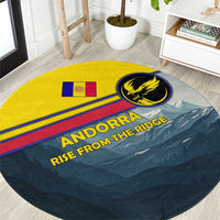 Andorra Round Carpet with Mountain Ridge and Eagle Emblem Design - Wonder Print Shop