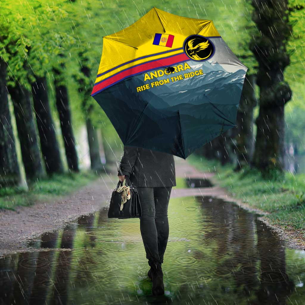 Andorra Umbrella with Mountain Ridge and Eagle Emblem Design - Wonder Print Shop
