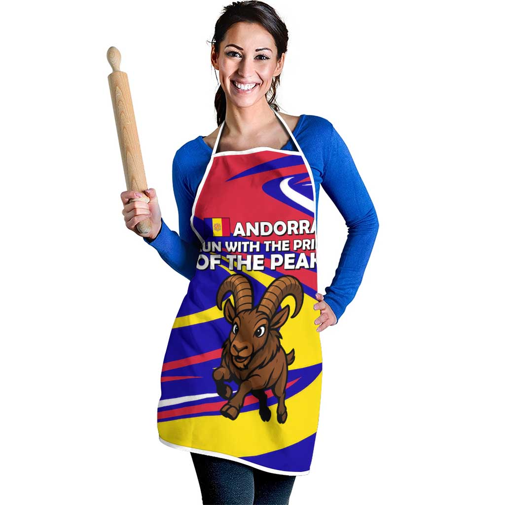 Andorra Apron with Cartoon Ibex and Swirl Stripe Design - Wonder Print Shop