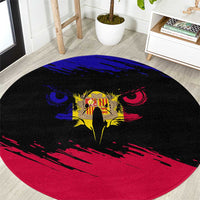 Andorra Round Carpet with Eagle Eyes and Paint Stroke Design - Wonder Print Shop