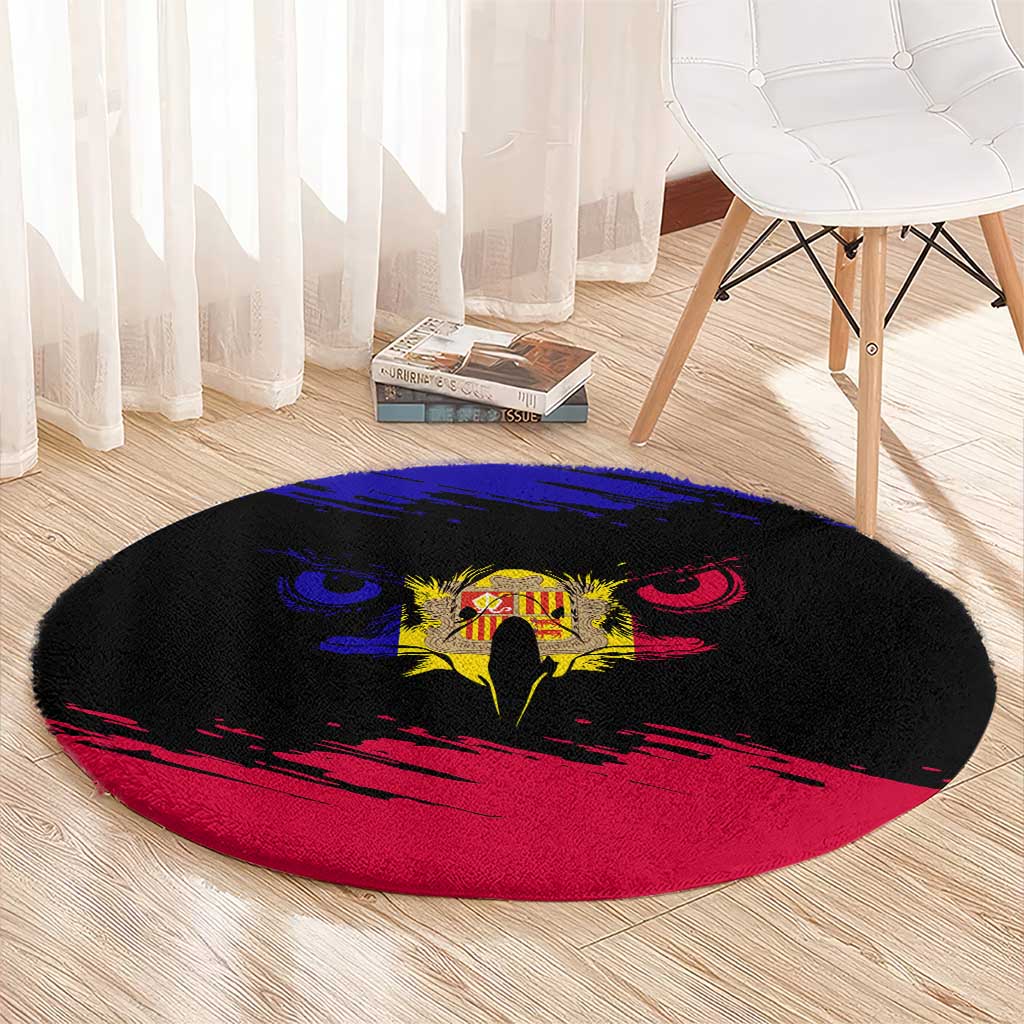 Andorra Round Carpet with Eagle Eyes and Paint Stroke Design - Wonder Print Shop