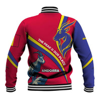 Andorra Baseball Jacket with Mountain Goat and Curved Stripe Design - Wonder Print Shop