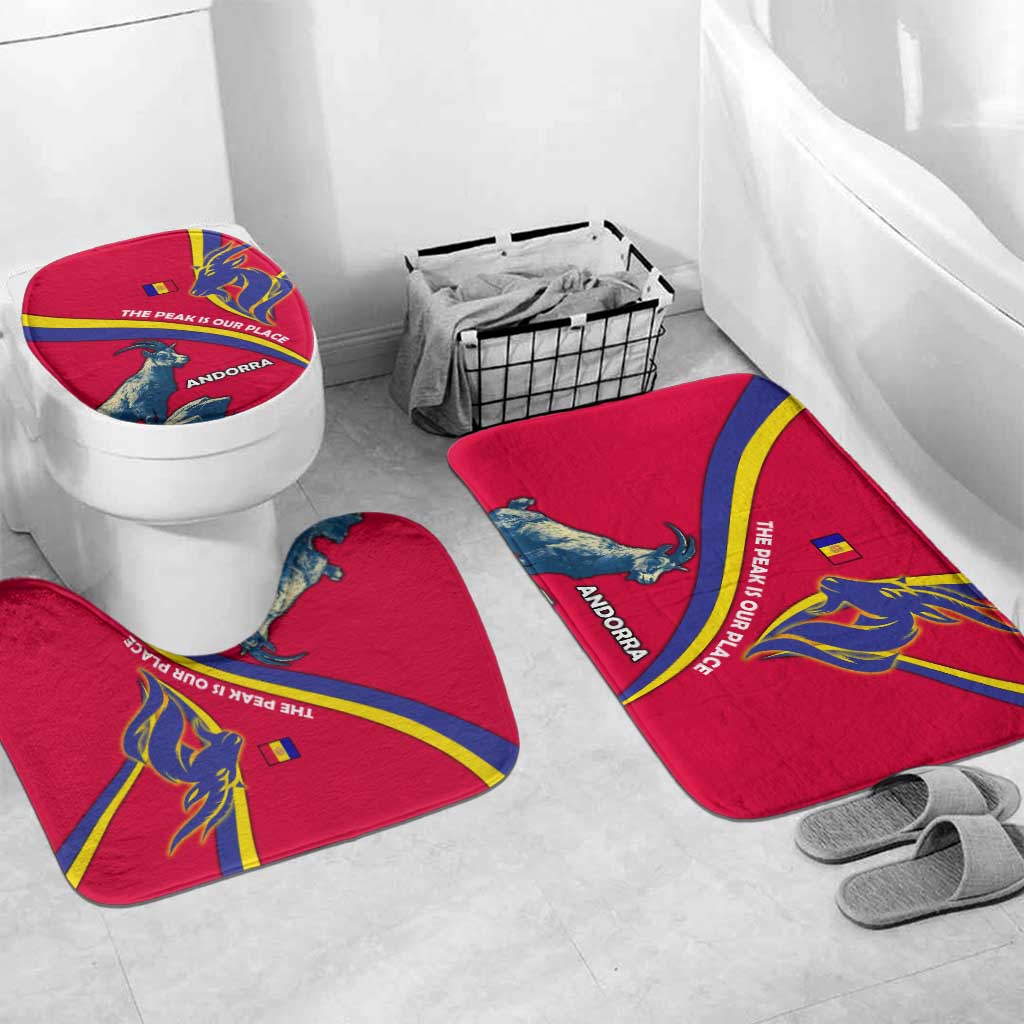 Andorra Bathroom Set with Mountain Goat and Curved Stripe Design - Wonder Print Shop