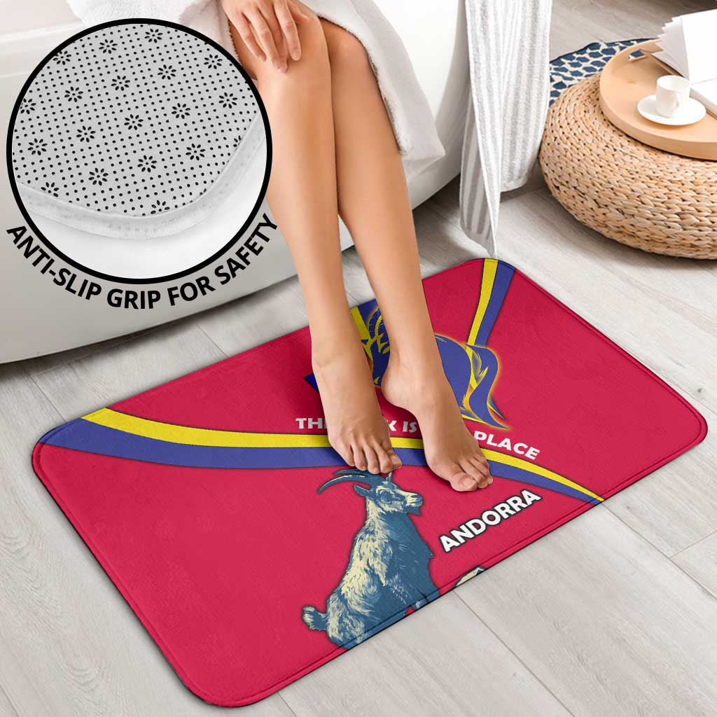 Andorra Bathroom Set with Mountain Goat and Curved Stripe Design - Wonder Print Shop