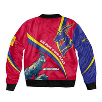 Andorra Bomber Jacket with Mountain Goat and Curved Stripe Design - Wonder Print Shop