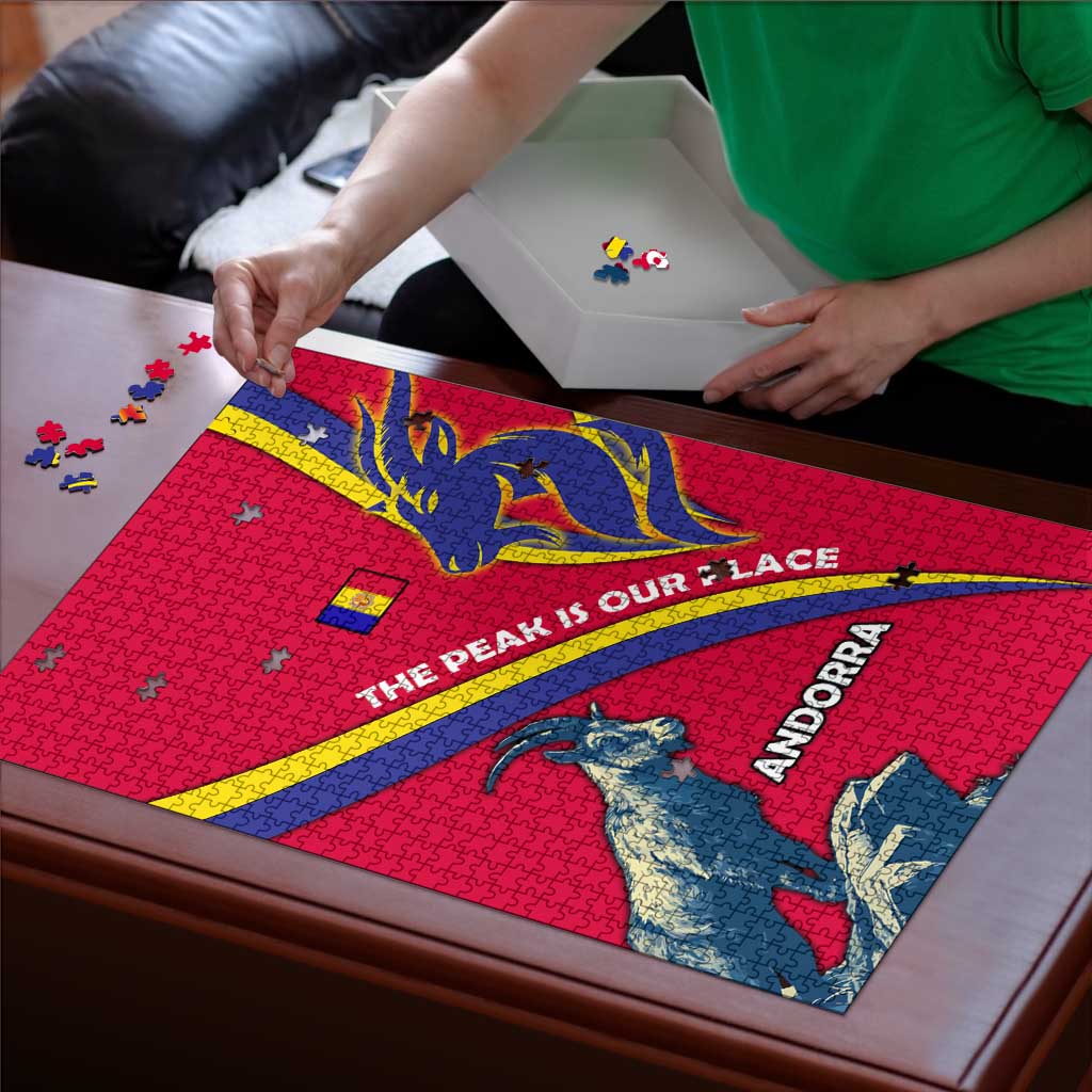 Andorra Puzzle with Mountain Goat and Curved Stripe Design - Wonder Print Shop