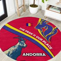 Andorra Round Carpet with Mountain Goat and Curved Stripe Design - Wonder Print Shop