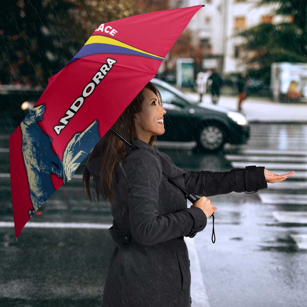 Andorra Umbrella with Mountain Goat and Curved Stripe Design - Wonder Print Shop