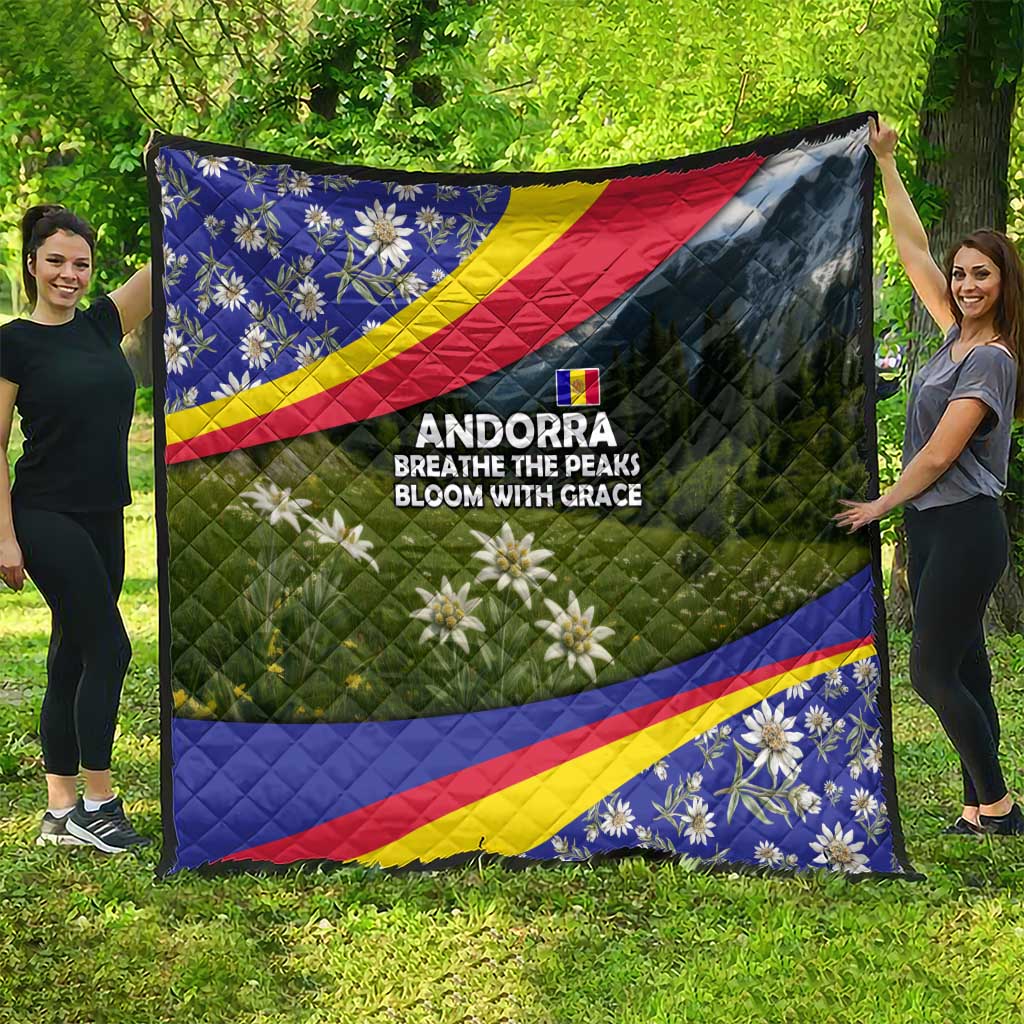 Andorra Quilt with Edelweiss Mountain Landscape Design - Wonder Print Shop