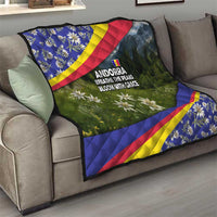 Andorra Quilt with Edelweiss Mountain Landscape Design - Wonder Print Shop