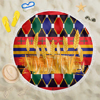 Burkina Faso Beach Blanket with Red Green Blue Geometric - Wonder Print Shop