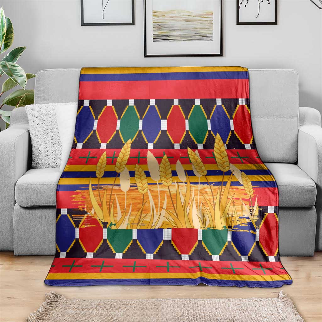 Burkina Faso Blanket with Red Green Blue Geometric - Wonder Print Shop