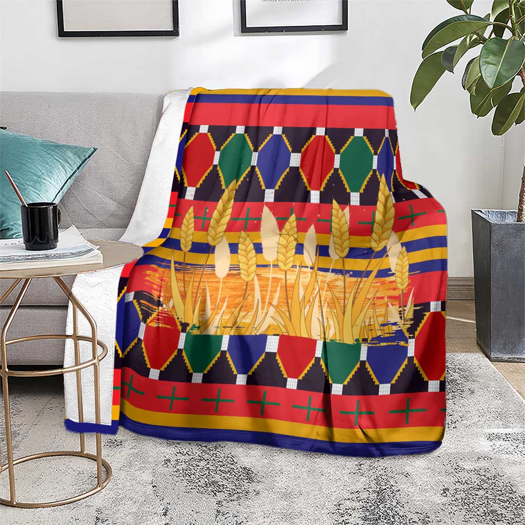 Burkina Faso Blanket with Red Green Blue Geometric - Wonder Print Shop