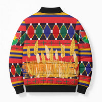Burkina Faso Bomber Puffer Jacket with Red Green Blue Geometric - Wonder Print Shop