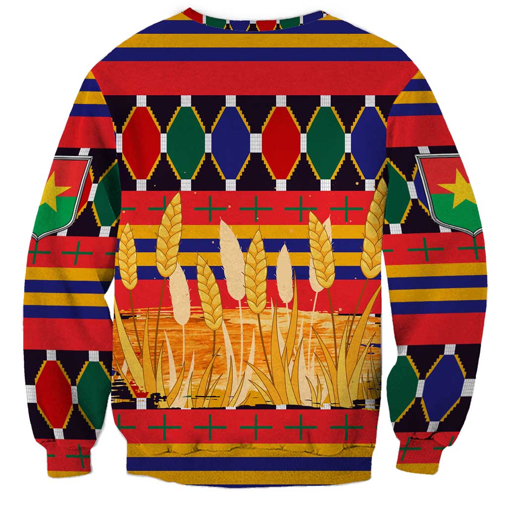 Burkina Faso Sweatshirt with Red Green Blue Geometric - Wonder Print Shop