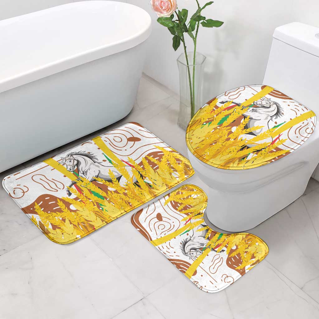 Burkina Faso Bathroom Set with Brown White Yellow Abstract Design - Wonder Print Shop