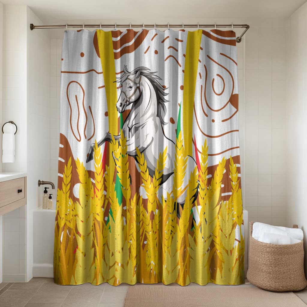 Burkina Faso Bathroom Set with Brown White Yellow Abstract Design - Wonder Print Shop