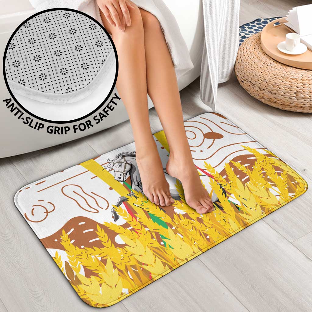 Burkina Faso Bathroom Set with Brown White Yellow Abstract Design - Wonder Print Shop