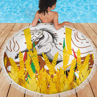 Burkina Faso Beach Blanket with Brown White Yellow Abstract Design - Wonder Print Shop