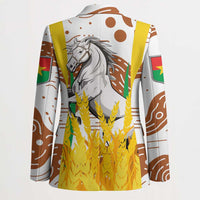 Burkina Faso Blazer with Brown White Yellow Abstract Design - Wonder Print Shop