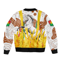 Burkina Faso Bomber Jacket with Brown White Yellow Abstract Design - Wonder Print Shop