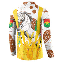 Burkina Faso Button Sweatshirt with Brown White Yellow Abstract Design - Wonder Print Shop