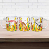 Burkina Faso Ceramic Mug with Brown White Yellow Abstract Design - Wonder Print Shop