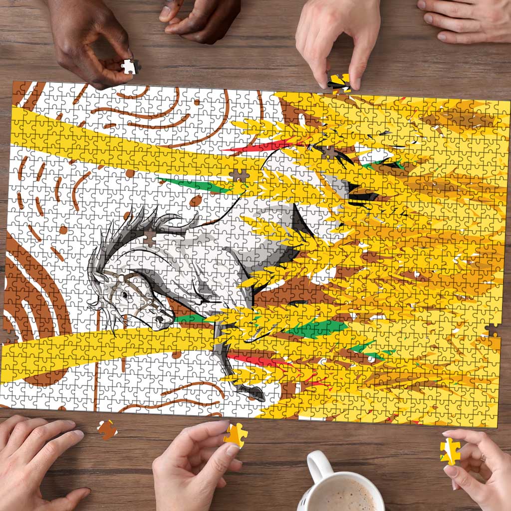 Burkina Faso Puzzle with Brown White Yellow Abstract Design - Wonder Print Shop