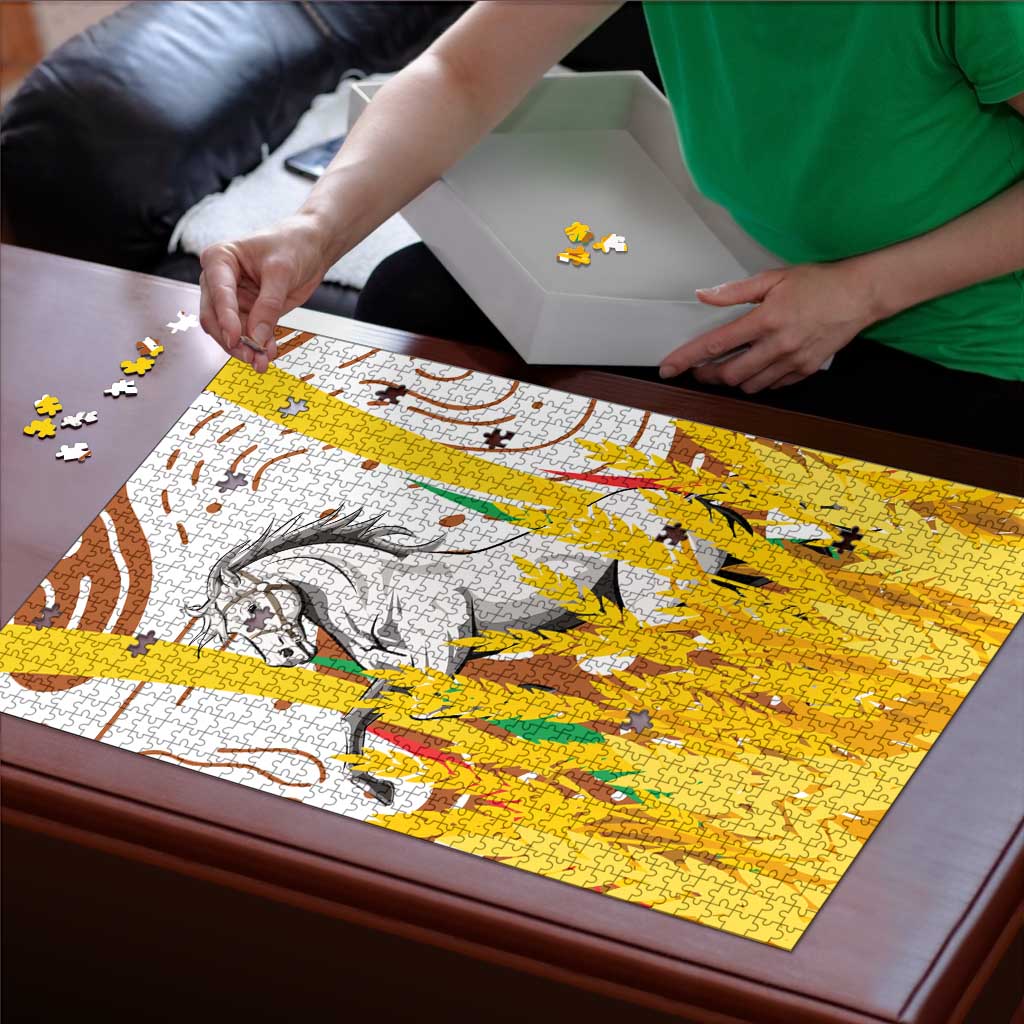 Burkina Faso Puzzle with Brown White Yellow Abstract Design - Wonder Print Shop
