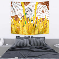 Burkina Faso Tapestry with Brown White Yellow Abstract Design - Wonder Print Shop