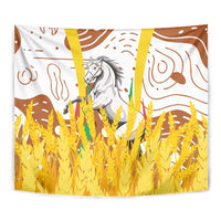 Burkina Faso Tapestry with Brown White Yellow Abstract Design - Wonder Print Shop