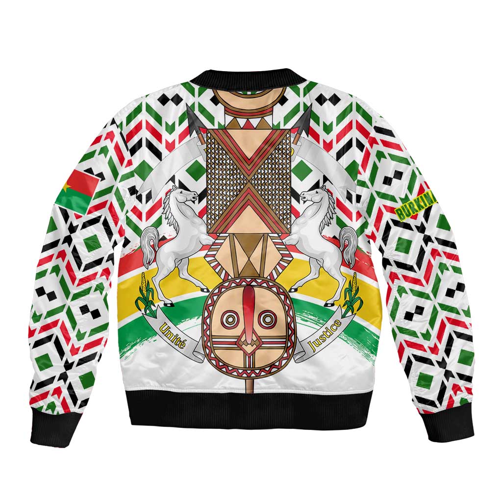 Burkina Faso Bomber Jacket with Red Green Black Geometric Design - Wonder Print Shop