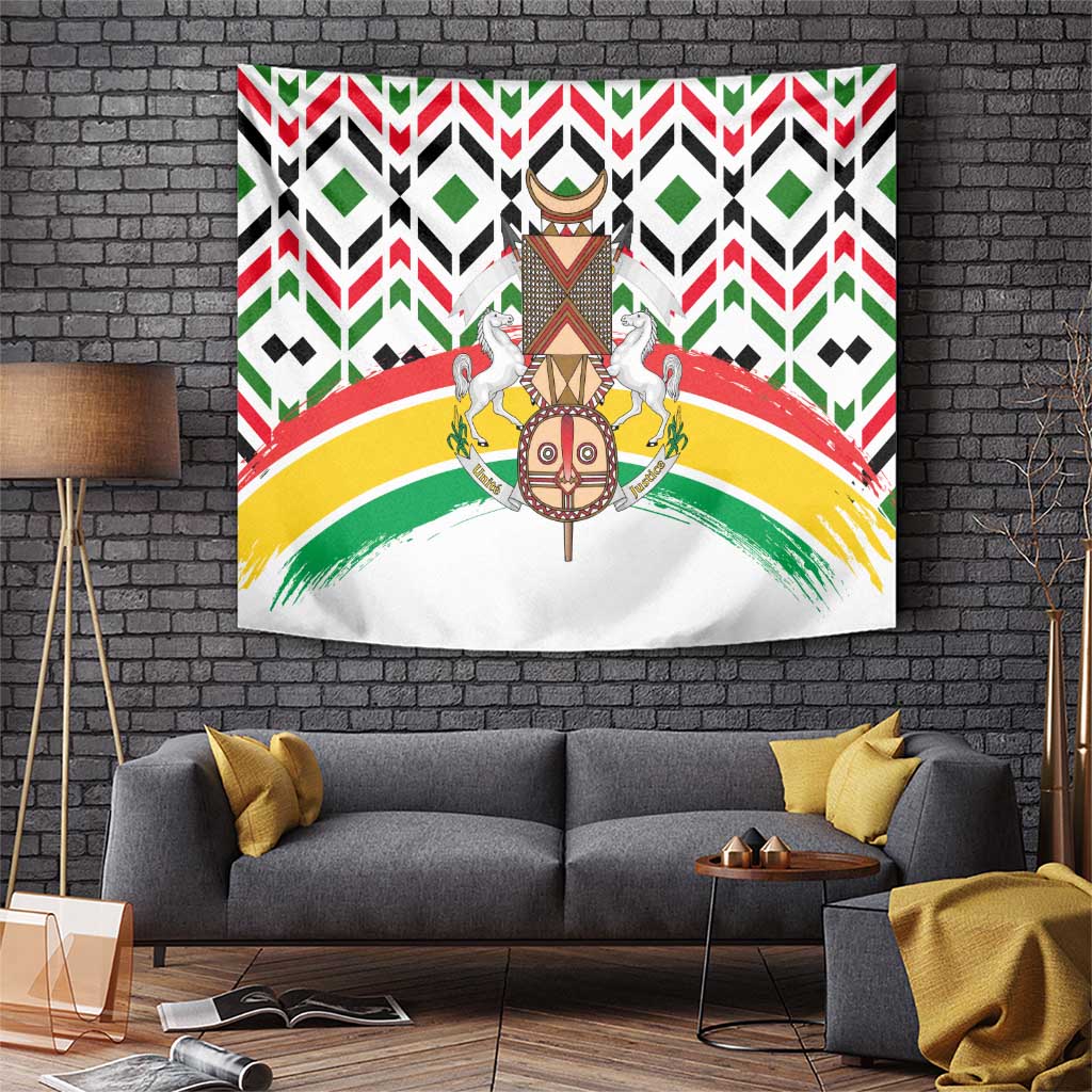 Burkina Faso Tapestry with Red Green Black Geometric Design - Wonder Print Shop