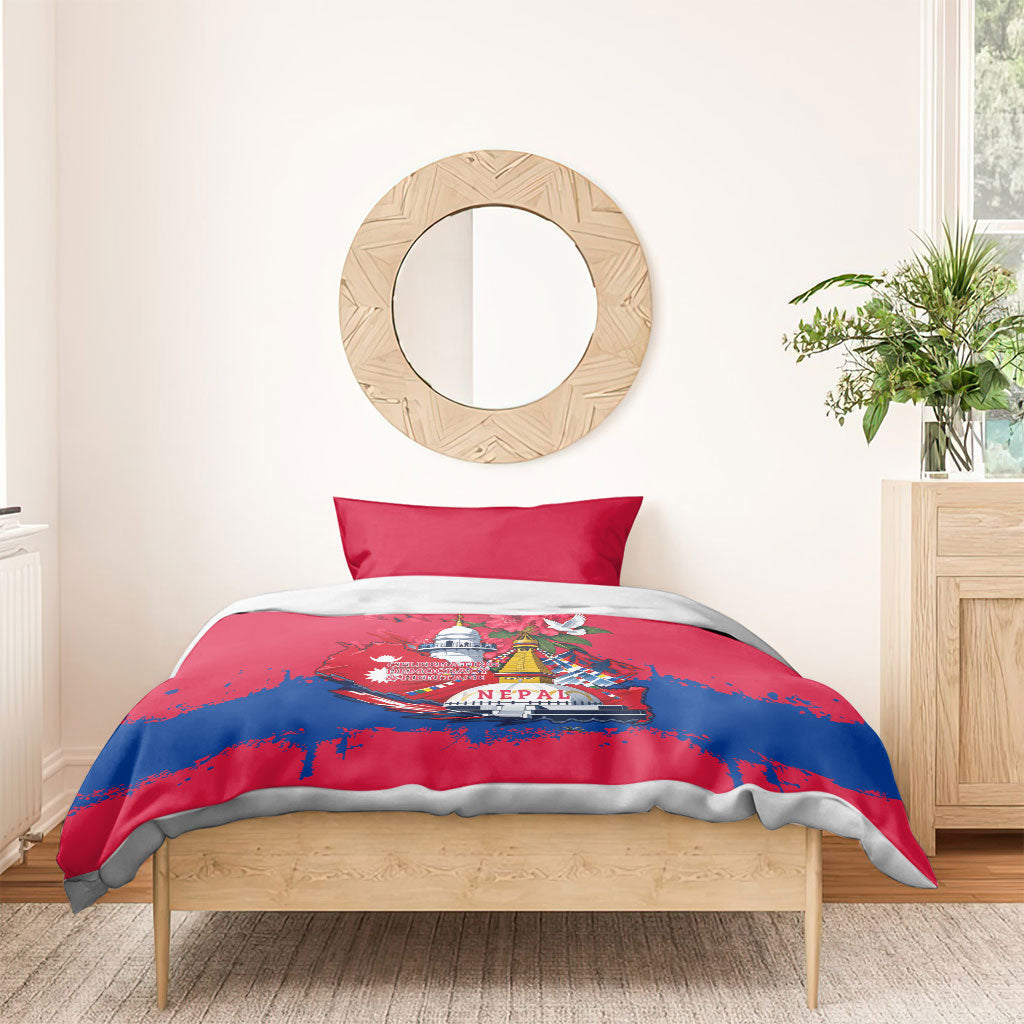 Nepal Constitution Day September 19 Bedding Set Himalayan Temples Heritage Flag Dove