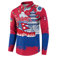 Nepal Constitution Day September 19 Button Sweatshirt Himalayan Temples Heritage Flag Dove