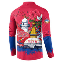 Nepal Constitution Day September 19 Button Sweatshirt Himalayan Temples Heritage Flag Dove