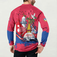 Nepal Constitution Day September 19 Button Sweatshirt Himalayan Temples Heritage Flag Dove
