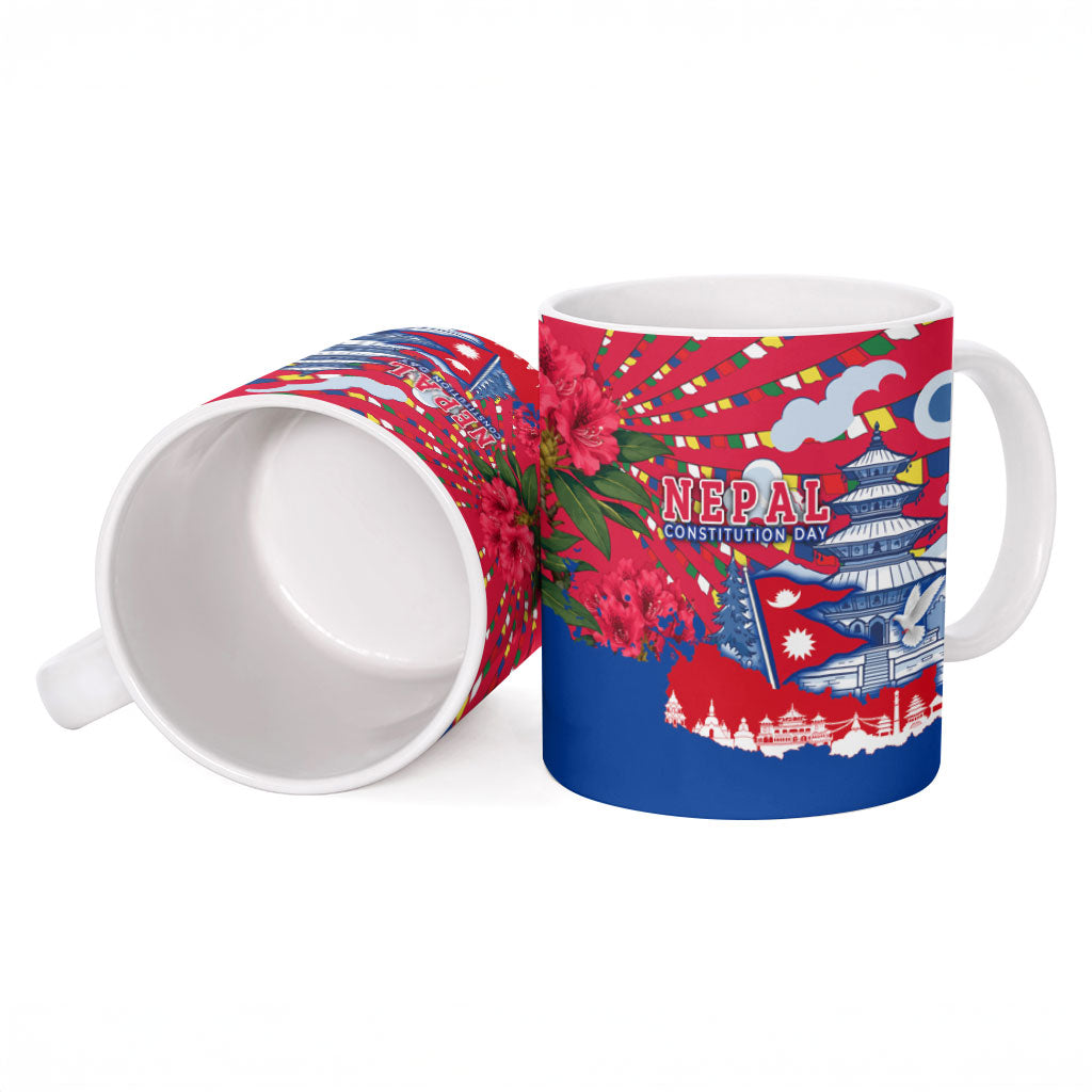 Nepal Constitution Day September 19 Ceramic Mug Himalayan Temples Heritage Flag Dove