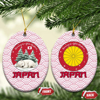 Japan Christmas Ceramic Ornament with Sleeping Polar Bear Pine Trees and Chrysanthemum Crest Pattern - Wonder Print Shop