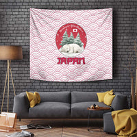 Japan Christmas Tapestry with Sleeping Polar Bear Pine Trees and Chrysanthemum Crest Pattern - Wonder Print Shop