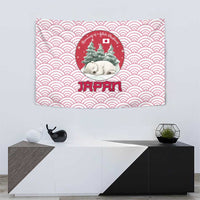 Japan Christmas Tapestry with Sleeping Polar Bear Pine Trees and Chrysanthemum Crest Pattern - Wonder Print Shop