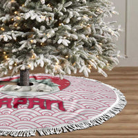 Japan Christmas Tree Skirt with Sleeping Polar Bear Pine Trees and Chrysanthemum Crest Pattern - Wonder Print Shop