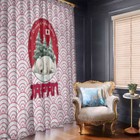 Japan Christmas Window Curtain with Sleeping Polar Bear Pine Trees and Chrysanthemum Crest Pattern - Wonder Print Shop