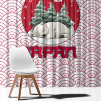 Japan Christmas Window Curtain with Sleeping Polar Bear Pine Trees and Chrysanthemum Crest Pattern - Wonder Print Shop